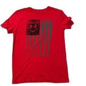 Under Armour Boys Red Baseball Graphic Shirt – Youth Large